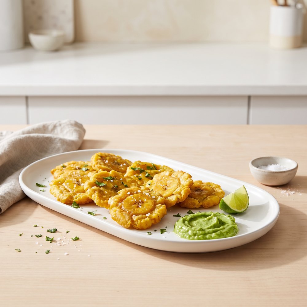Air Fryer Tostones with Green Plantains