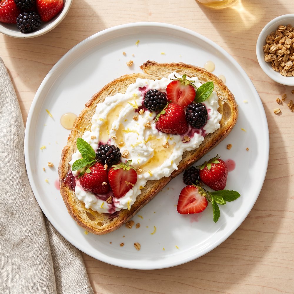 Berry-Topped Cottage Cheese Toast