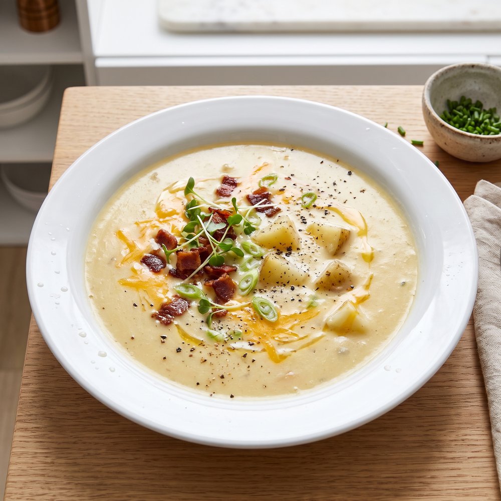 Creamy Potato Soup with Crispy Bacon