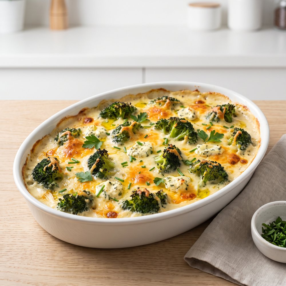 Broccoli Gratin with Herbed Cream Cheese