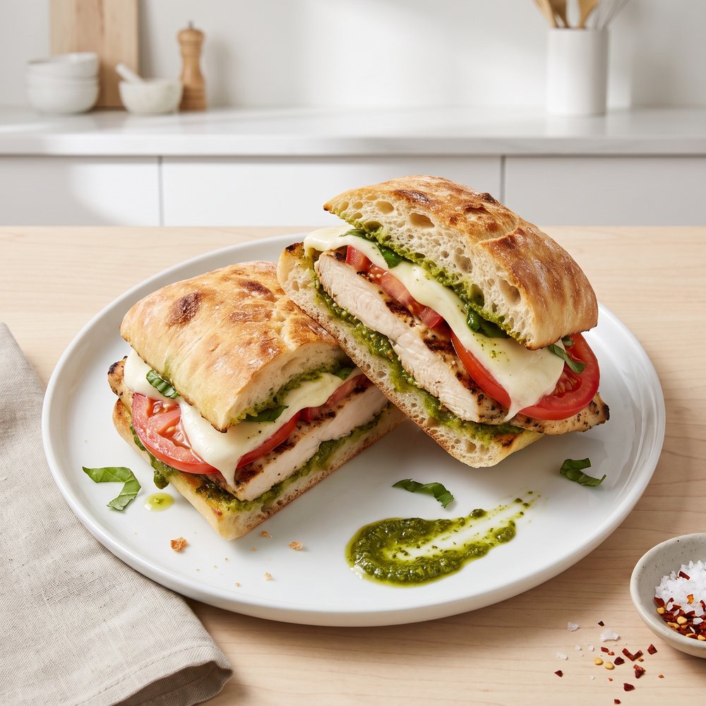 Chicken Caprese Pesto Ciabatta Sandwich