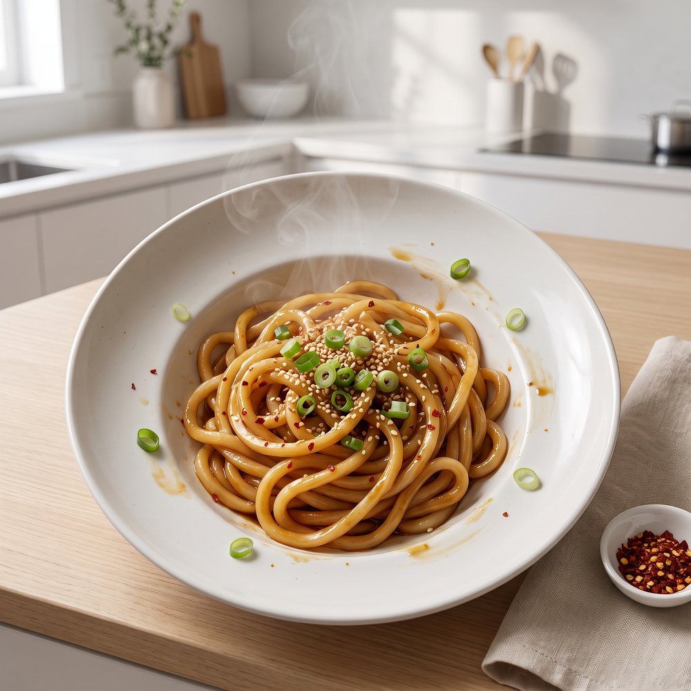 Garlic-Chili Udon with Soy and Hoisin
