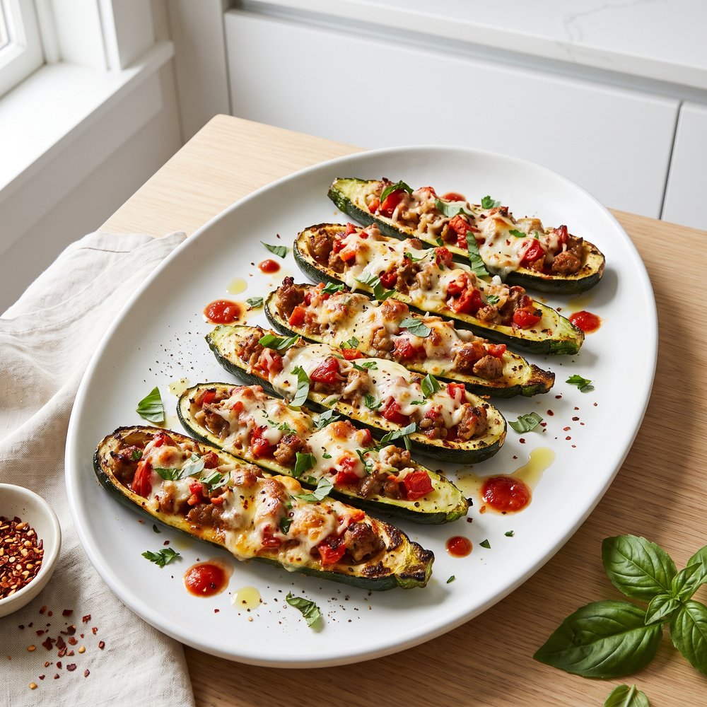 Italian-Style Sausage Zucchini Boats