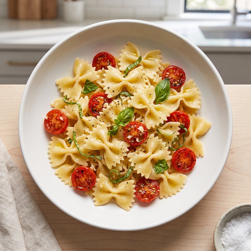 Easy Olive Oil, Tomato, and Basil Pasta