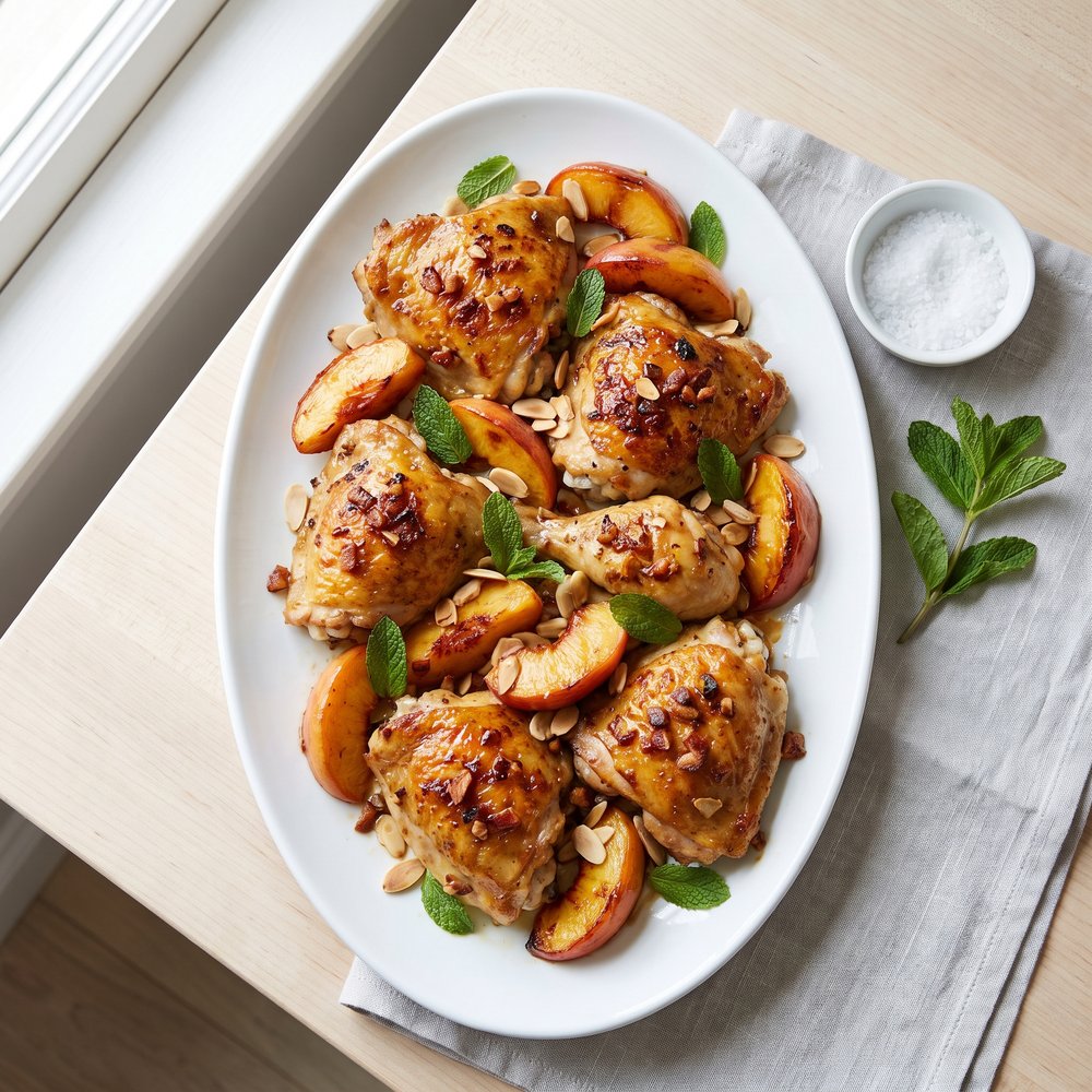Peach and Rose-Glazed Moroccan Roast Chicken