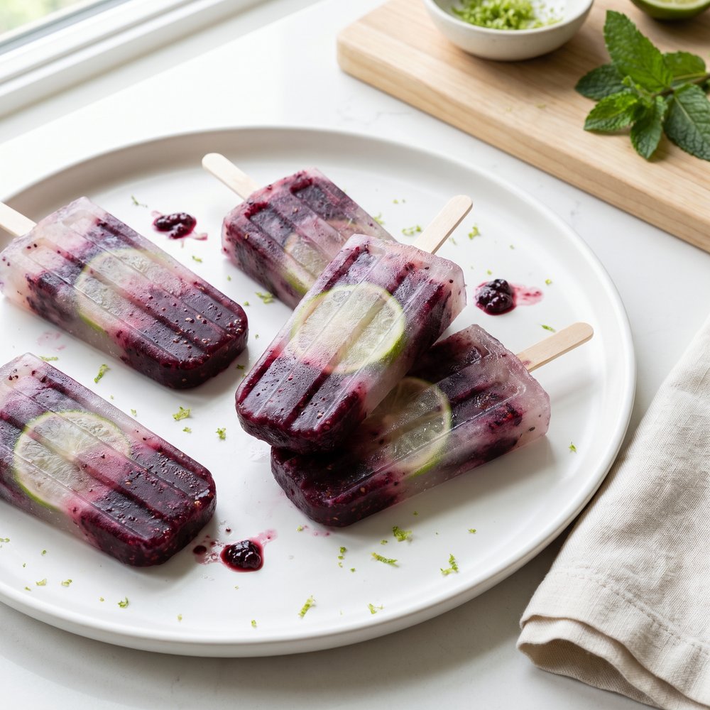 Blackberry Lime Gin & Tonic Popsicles