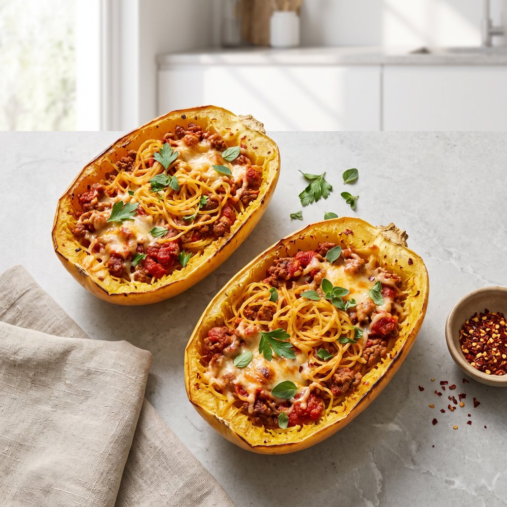 Spaghetti Squash Casserole in the Shell