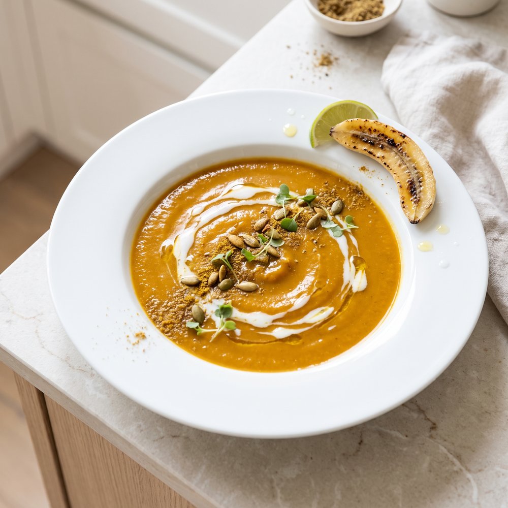 South African Pumpkin Soup with Banana and Curry