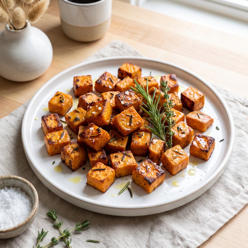 Roasted Sweet Potato Bites with Rosemary and Thyme