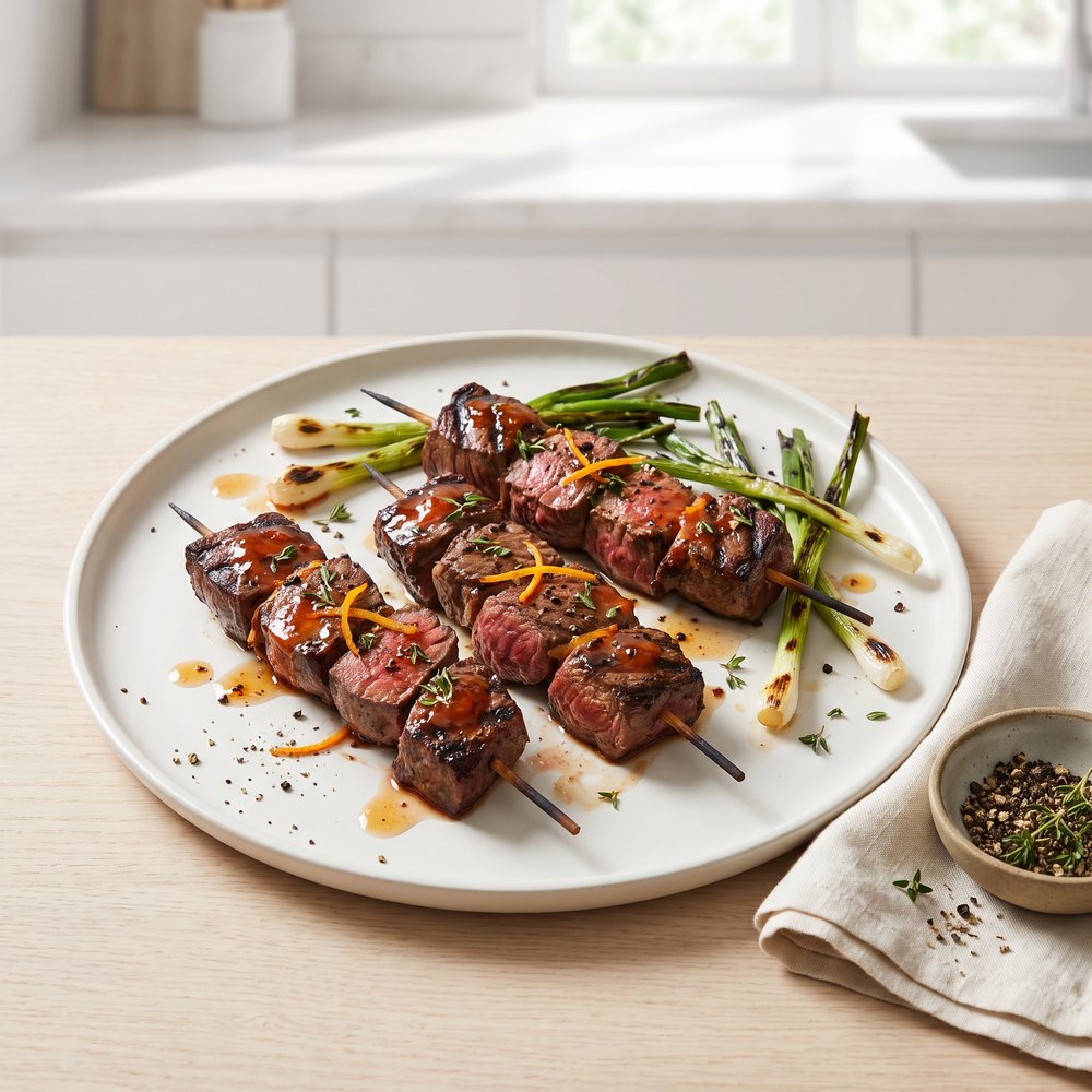 Red Wine and Orange Marinated Beef Skewers
