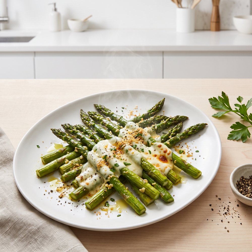 Garlic-Mozzarella Roasted Asparagus