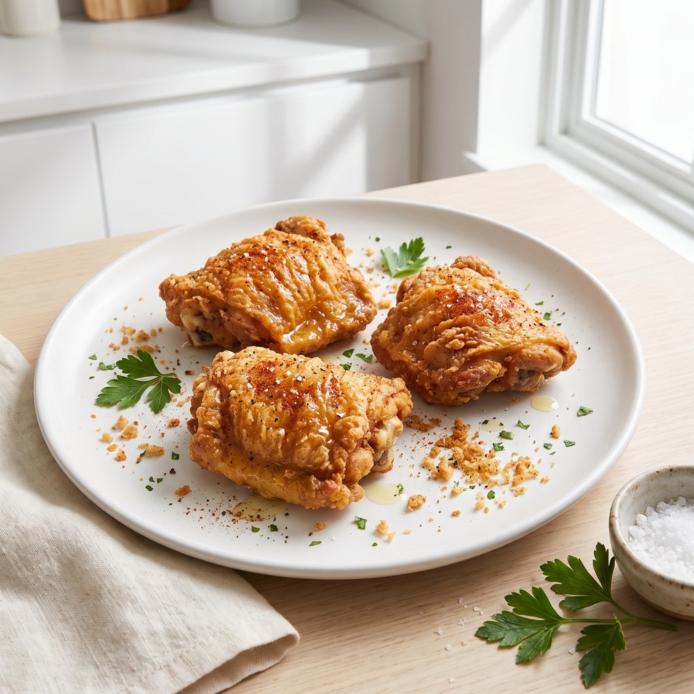 Crispy Skinless Chicken Thighs (Pan-Fried)