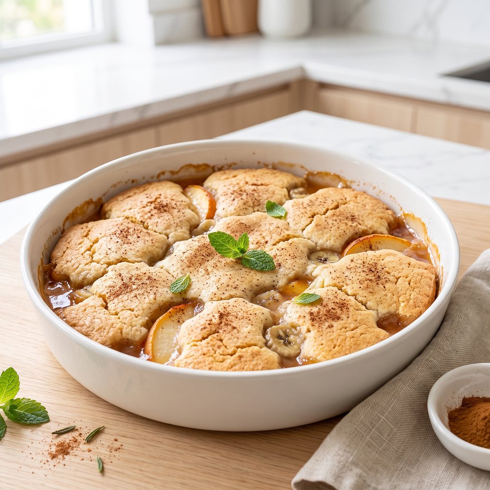 No-Sugar Peach and Banana Cobbler