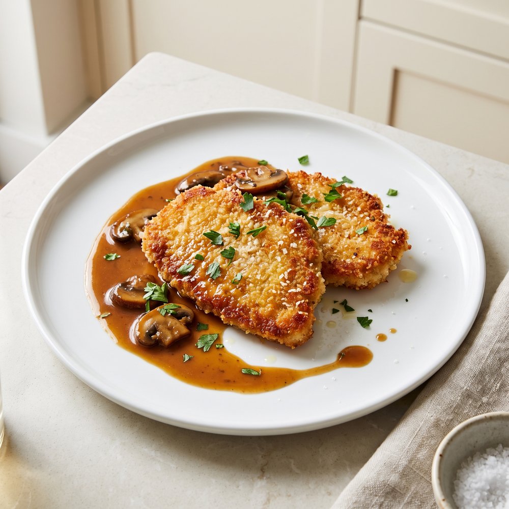 Milanese-Style Chicken with Marsala Mushroom Sauce