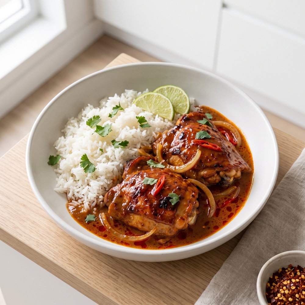 Baked Thai Red Curry Chicken Thighs
