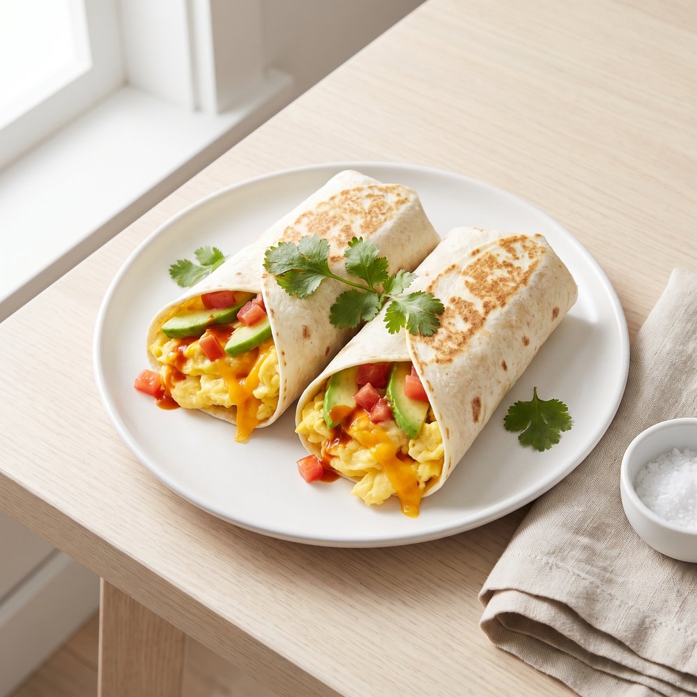 Breakfast Burrito with Avocado and Eggs