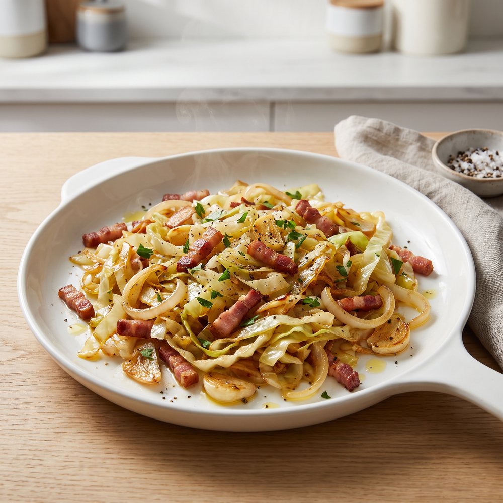 Fried Cabbage with Bacon and Garlic