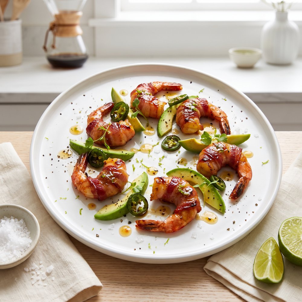 Bacon-Wrapped Shrimp with Garlic and Lime