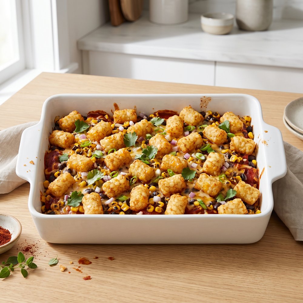 Loaded Tater Tot Taco Bake