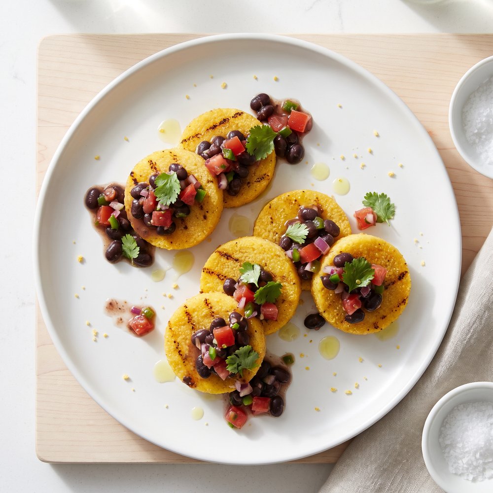 Grilled Polenta Bites with Black Bean Salsa