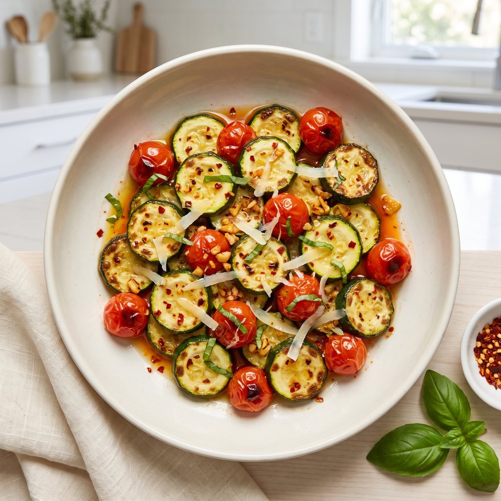 Oven-Roasted Zucchini with Tomatoes and Garlic