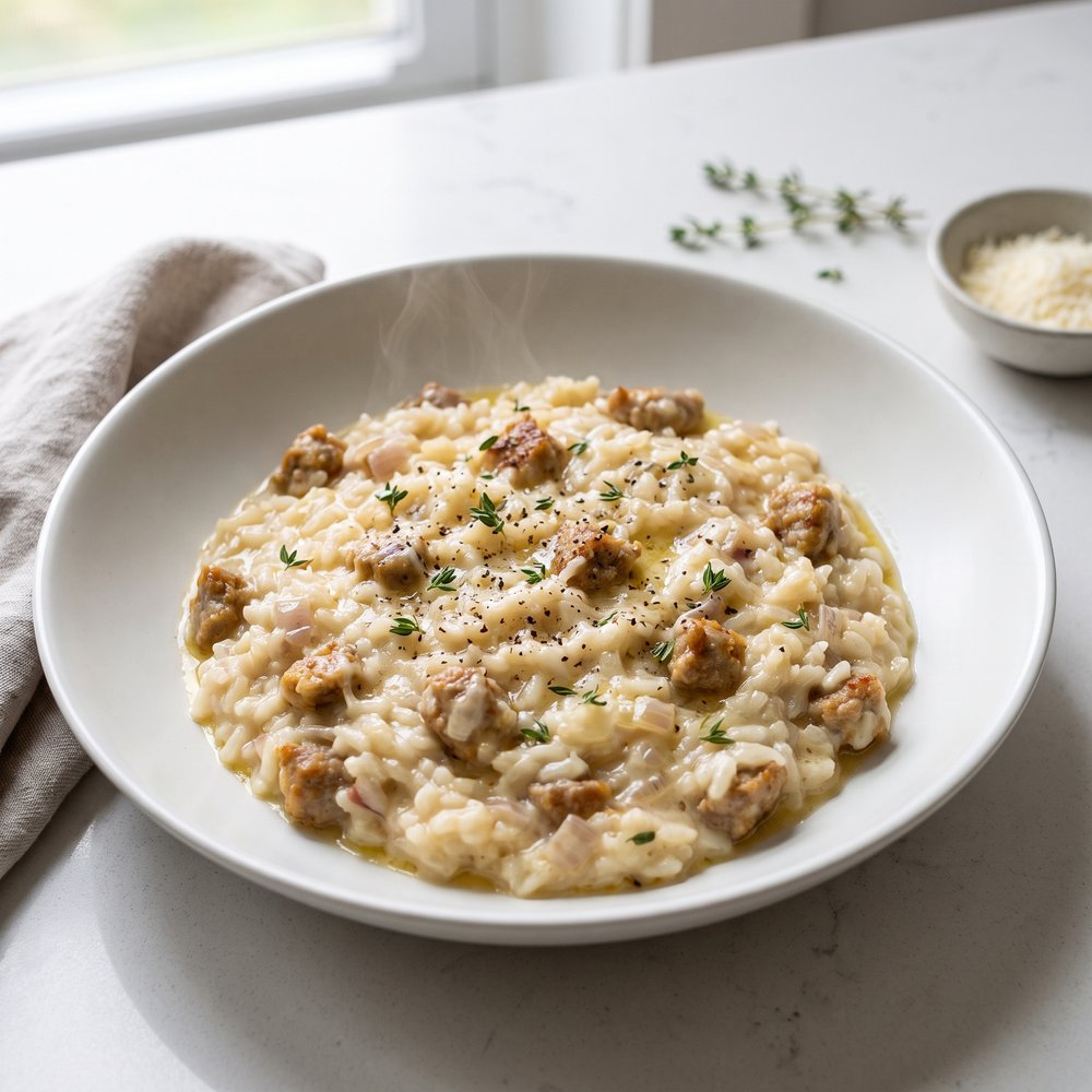 Italian Sausage Risotto with Parmesan and Thyme