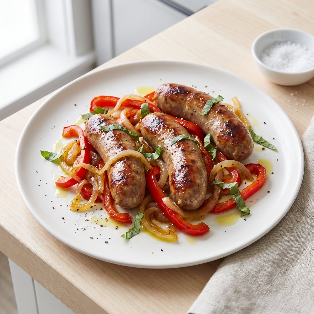 Skillet-Grilled Italian Sausage with Peppers and Onions