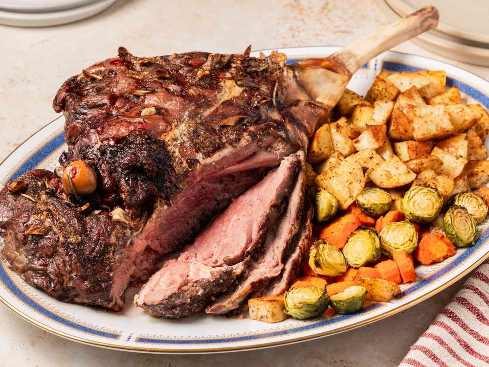 Garlic-Studded Roast Leg of Lamb with Rosemary