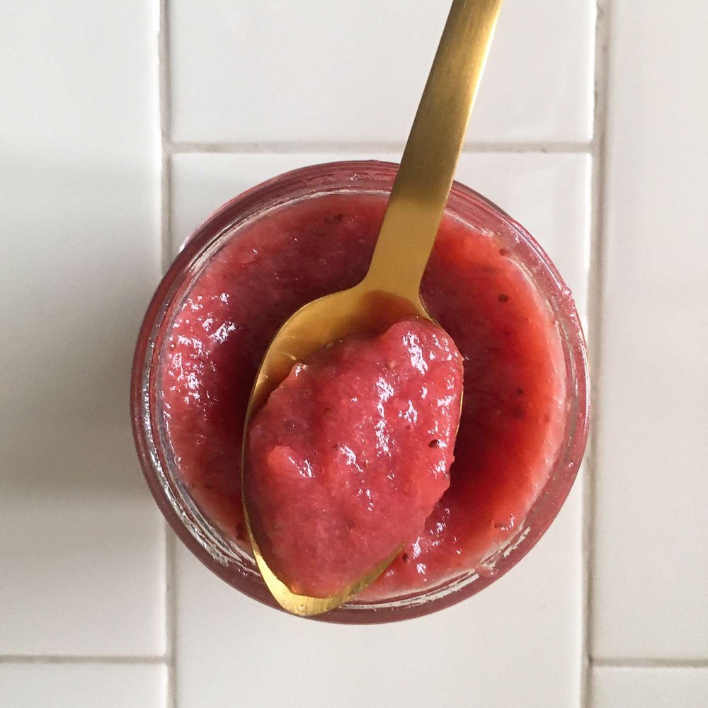 Rosy Strawberry-Rhubarb Apple Sauce