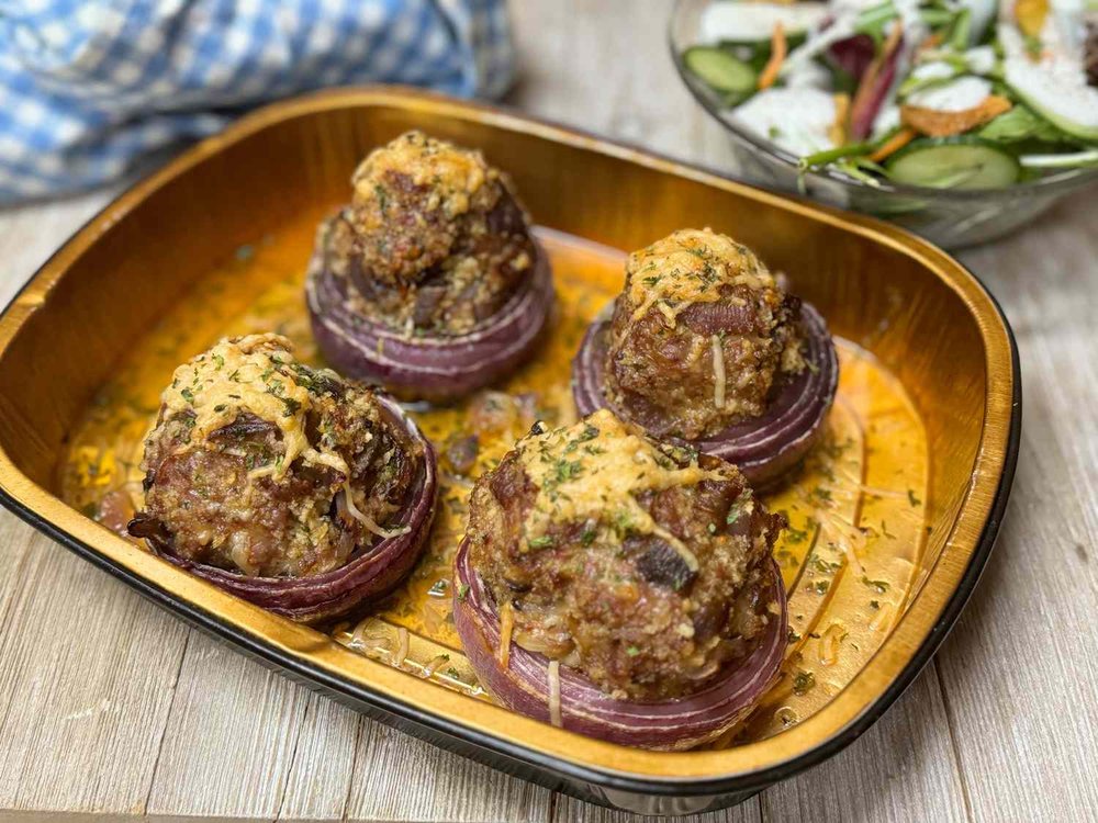 Italian Sausage–Filled Roasted Onions