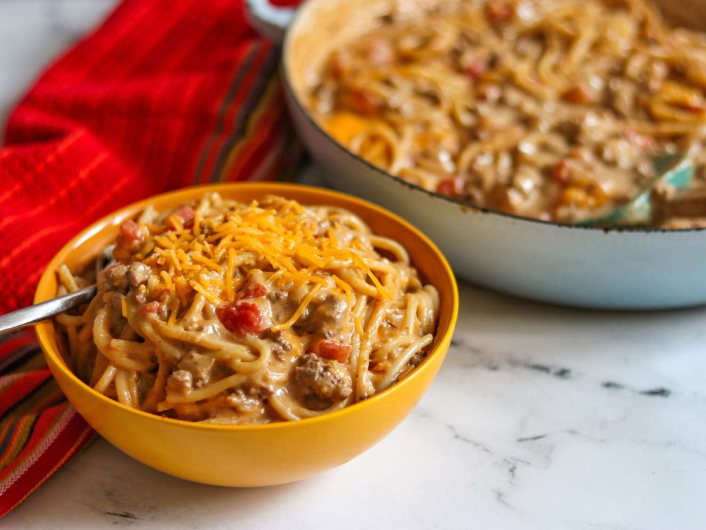 Cheesy Taco-Inspired Pasta Skillet