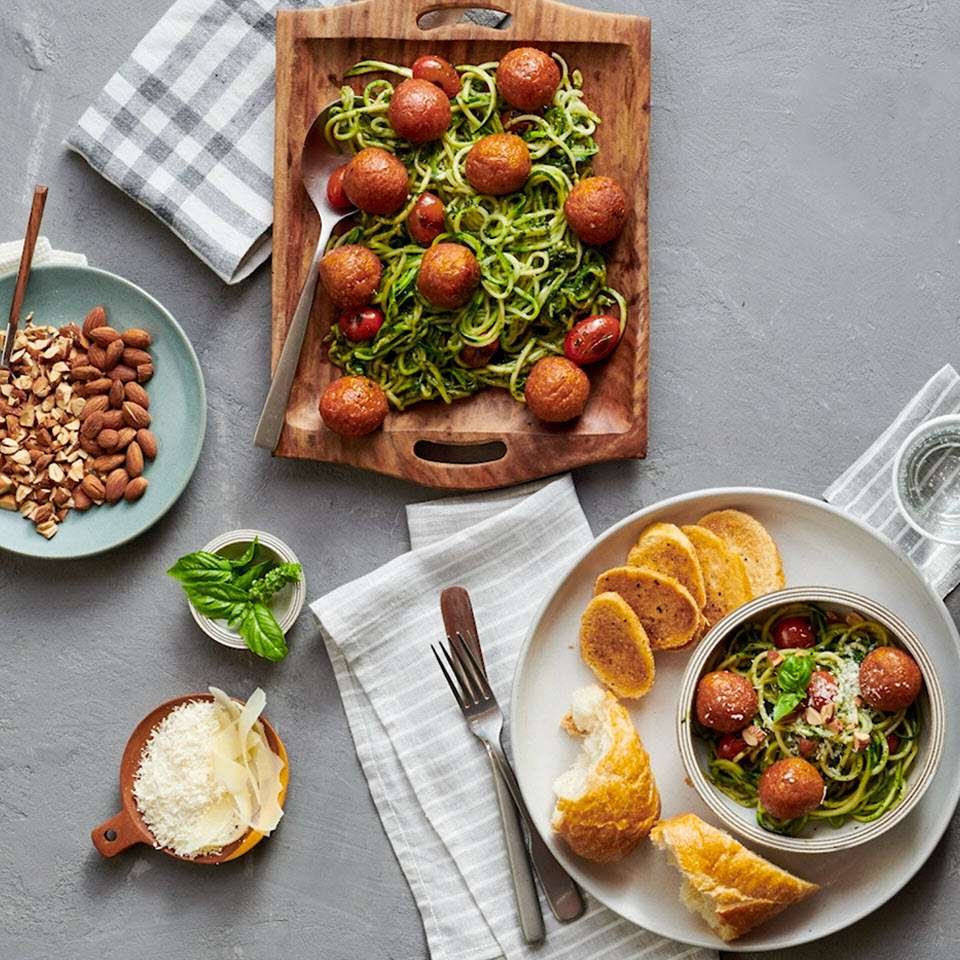 Zucchini Noodles with Plant-Based Meatballs